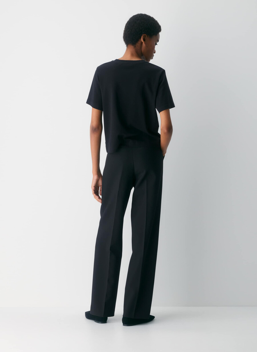 t-shirt funzionale in cotone interlock nera