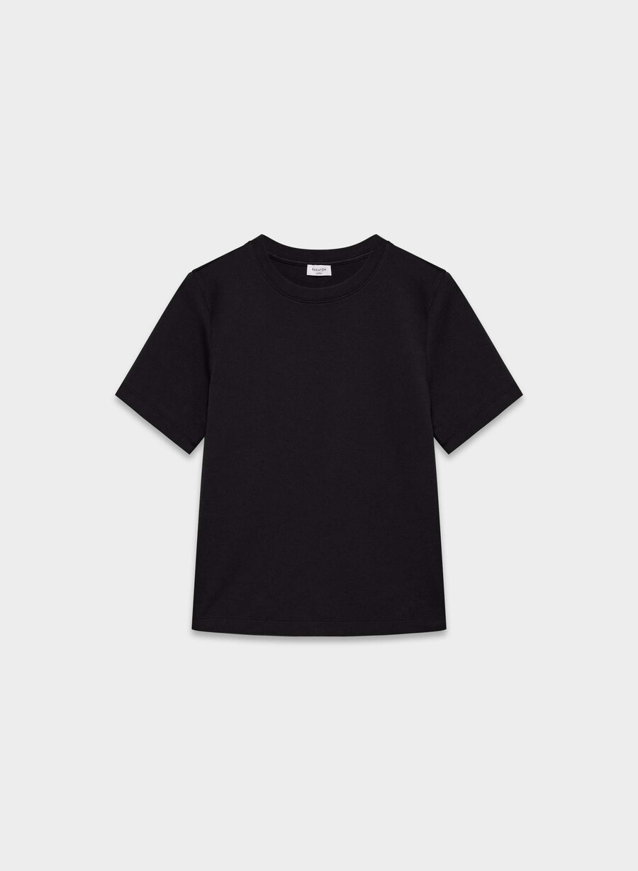 t-shirt funzionale in cotone interlock nera