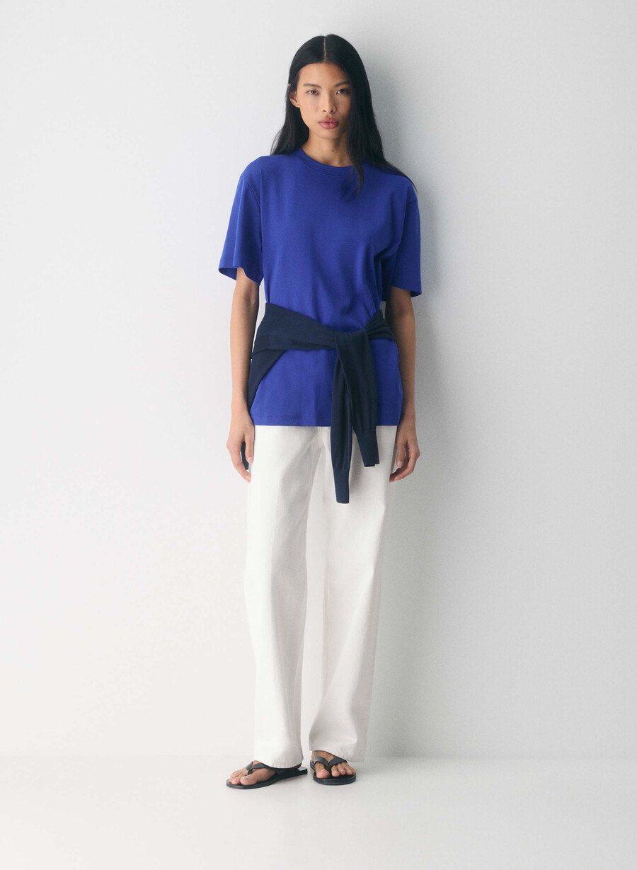 t-shirt pegasus in cotone interlock blu incendio