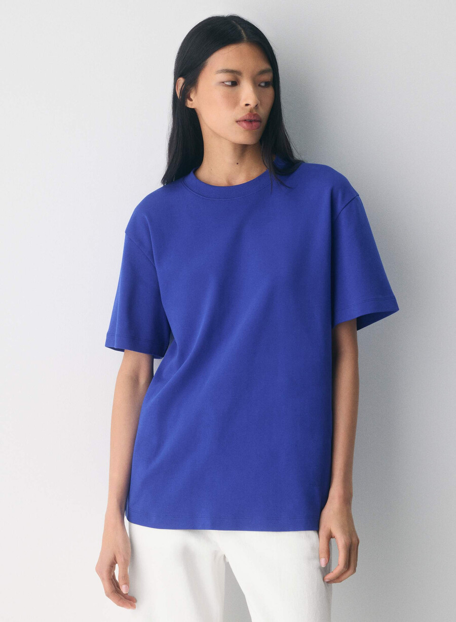 t-shirt pegasus in cotone interlock blu incendio