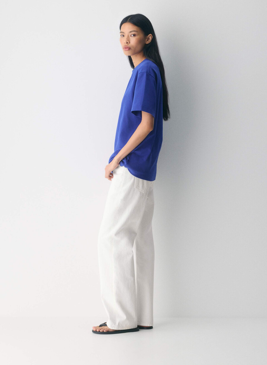t-shirt pegasus in cotone interlock blu incendio
