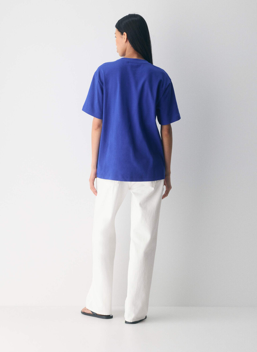 t-shirt pegasus in cotone interlock blu incendio