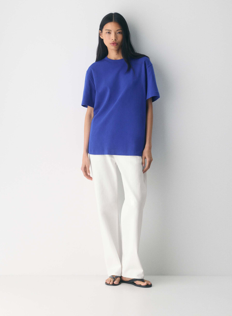 t-shirt pegasus in cotone interlock blu incendio
