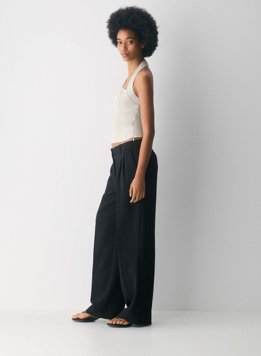top in lino whisper halter ecru non tinto