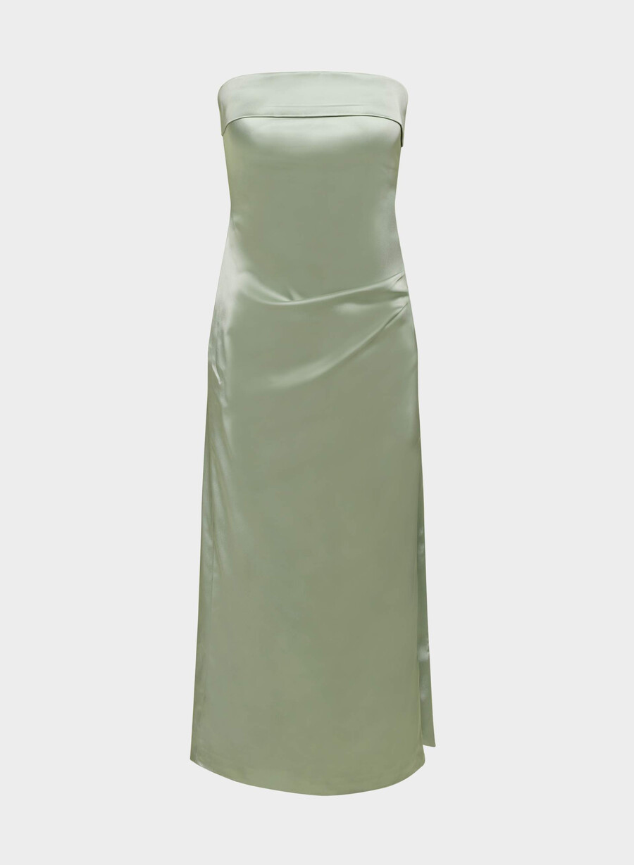 abito esclusivo in raso silver sage green
