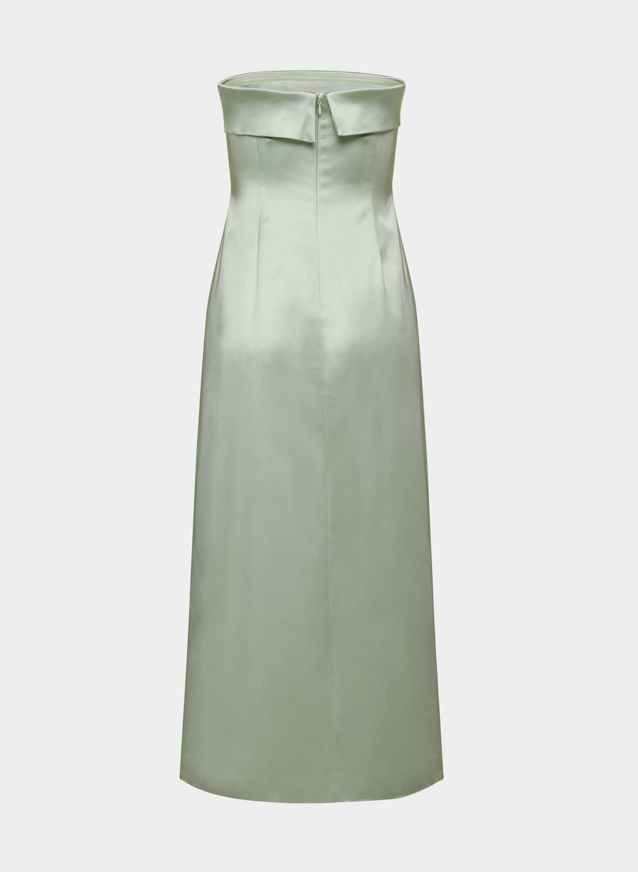 abito esclusivo in raso silver sage green