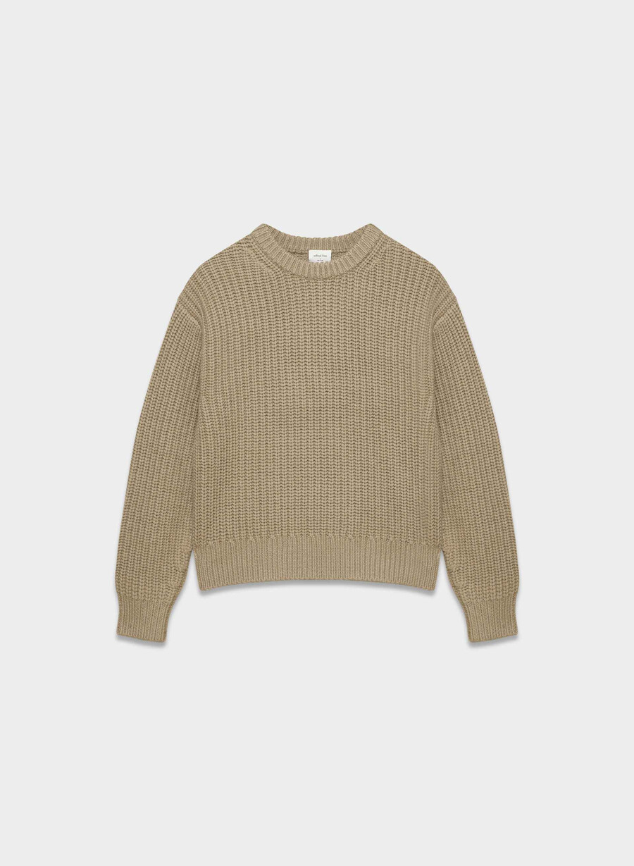 maglione girocollo in lana taupe beige