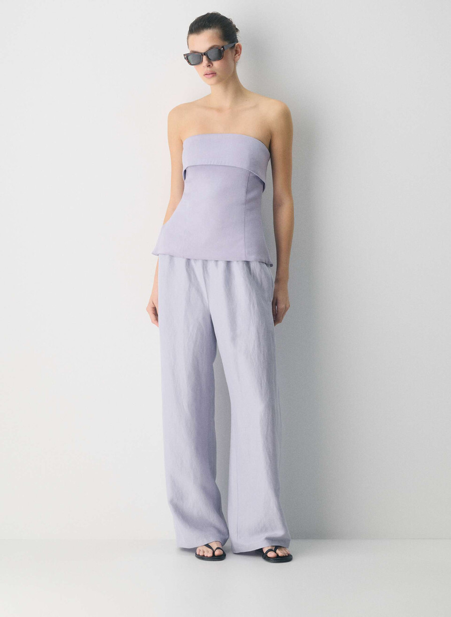 element top in lino wildflower lilla