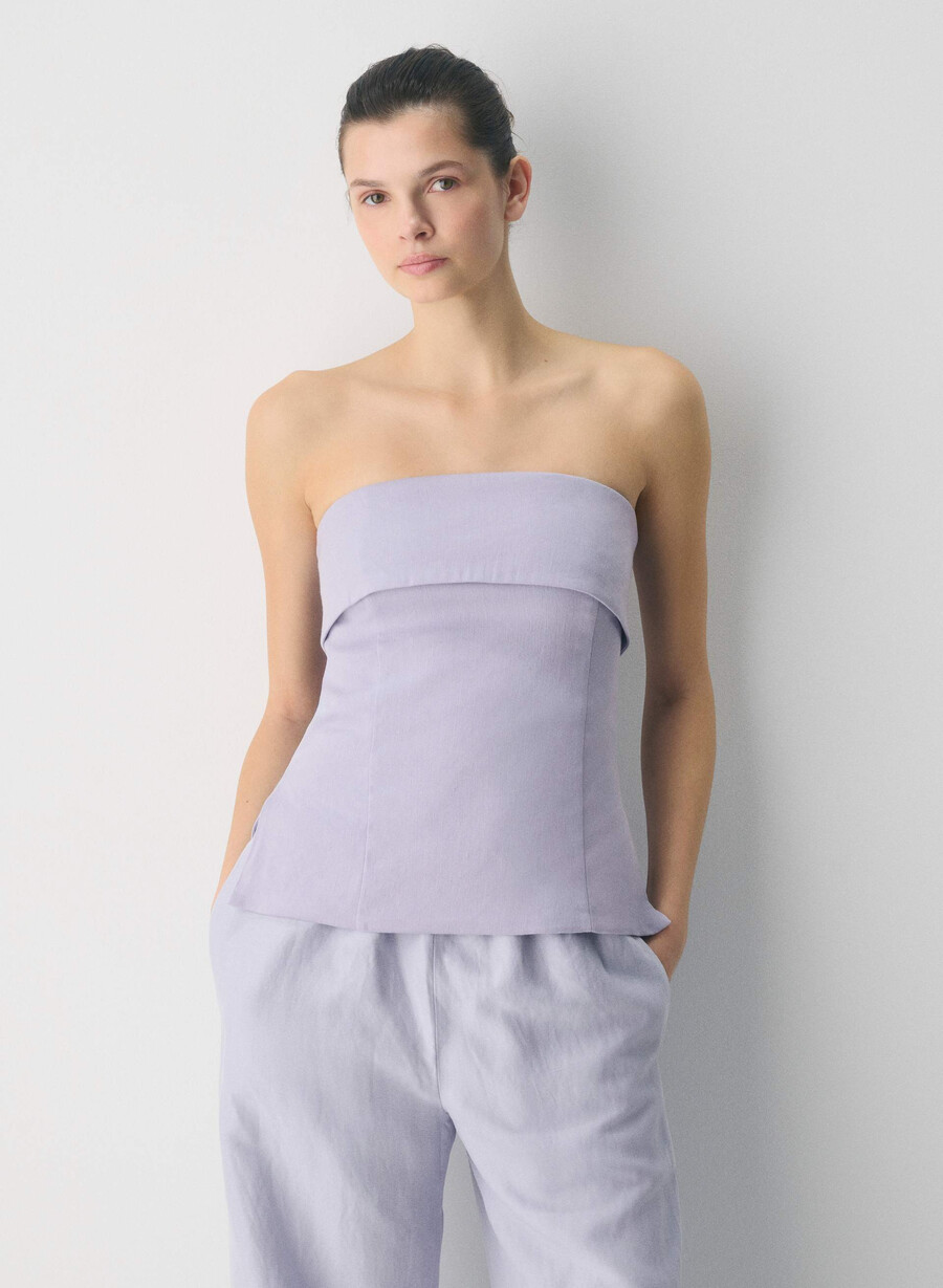 element top in lino wildflower lilla