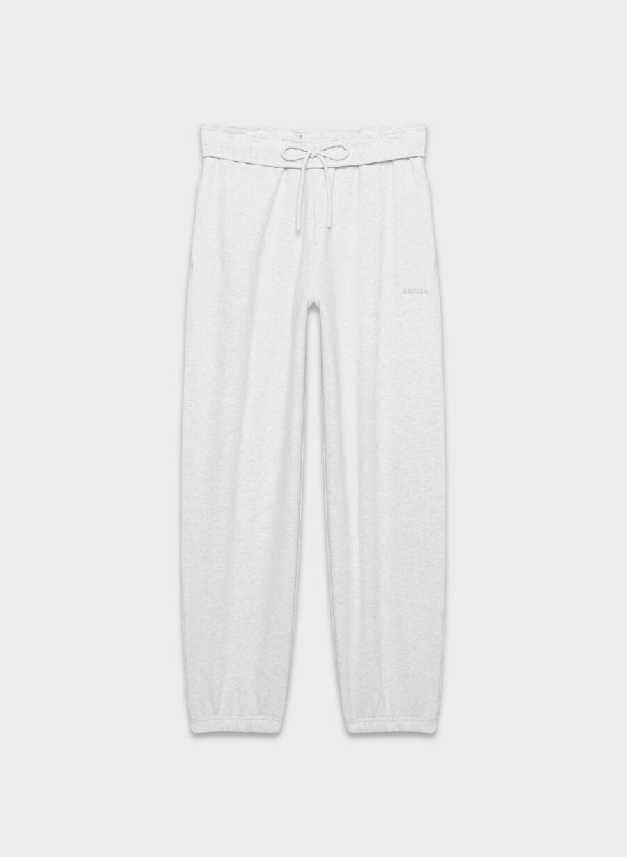 pantaloni da jogging larghi e ripiegabili in pile cozy sweatfleece heather cloud white