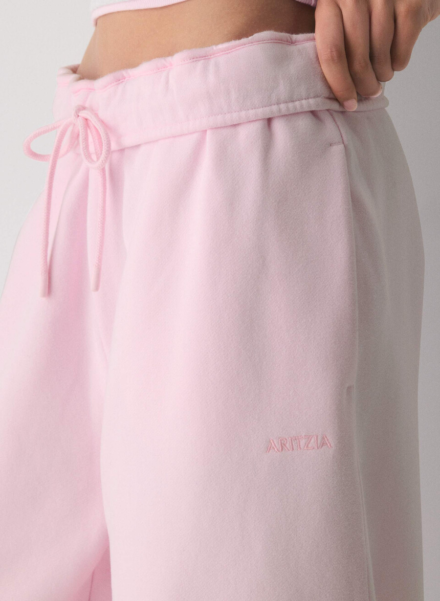 pantaloni da jogging larghi e ripiegabili in felpa cozy sweatfleece villa pink