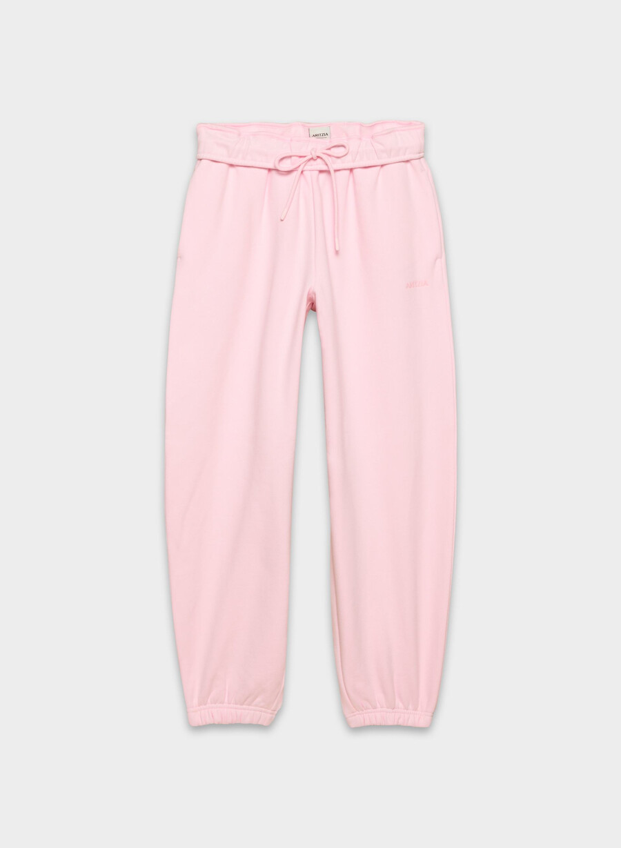 pantaloni da jogging larghi e ripiegabili in felpa cozy sweatfleece villa pink