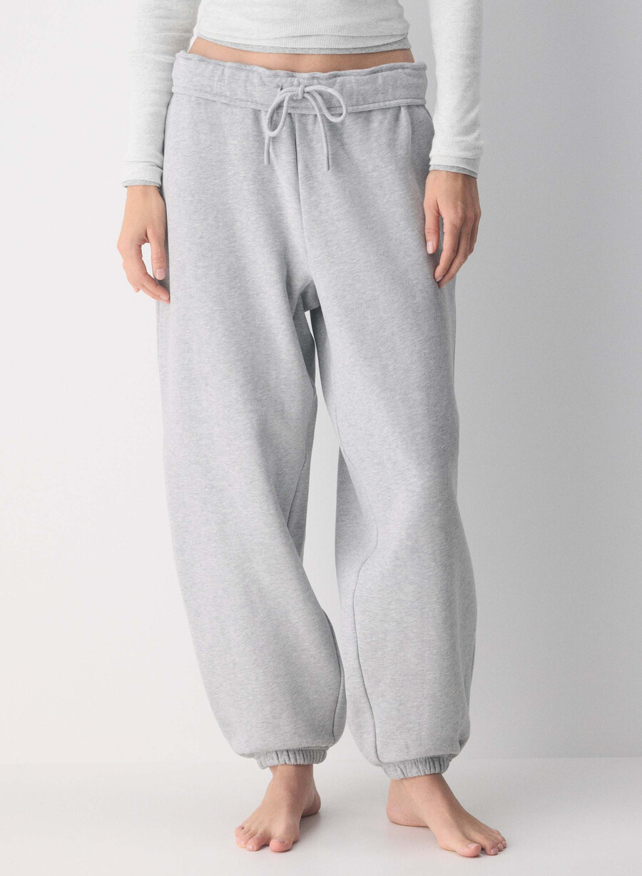 pantaloni da jogging larghi e ripiegabili in pile cozy sweatfleece heather chrome