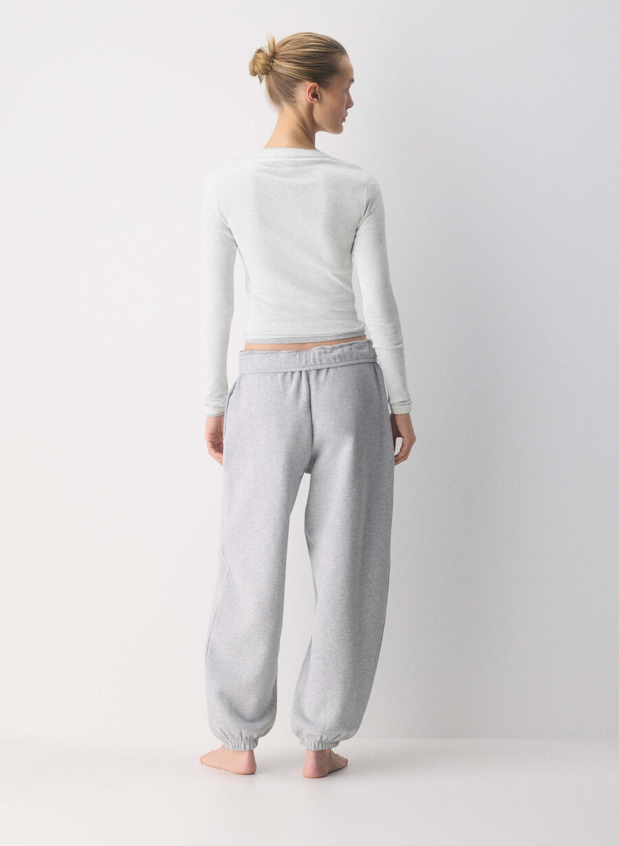 pantaloni da jogging larghi e ripiegabili in pile cozy sweatfleece heather chrome