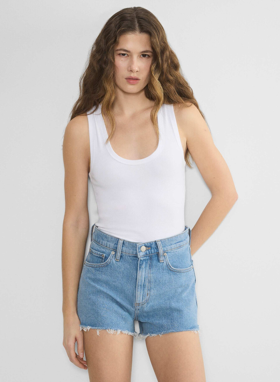 denim forum jodie hi-rise mini denim short no-stress azzurro chiaro