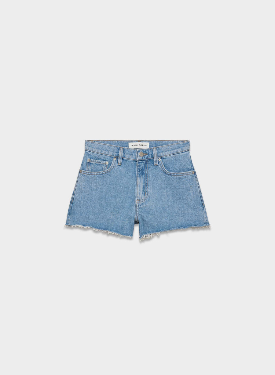 denim forum jodie hi-rise mini denim short no-stress azzurro chiaro