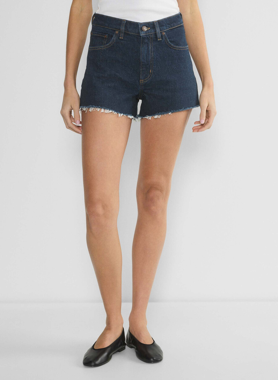 denim forum jodie hi-rise mini denim short no-stress blu scuro