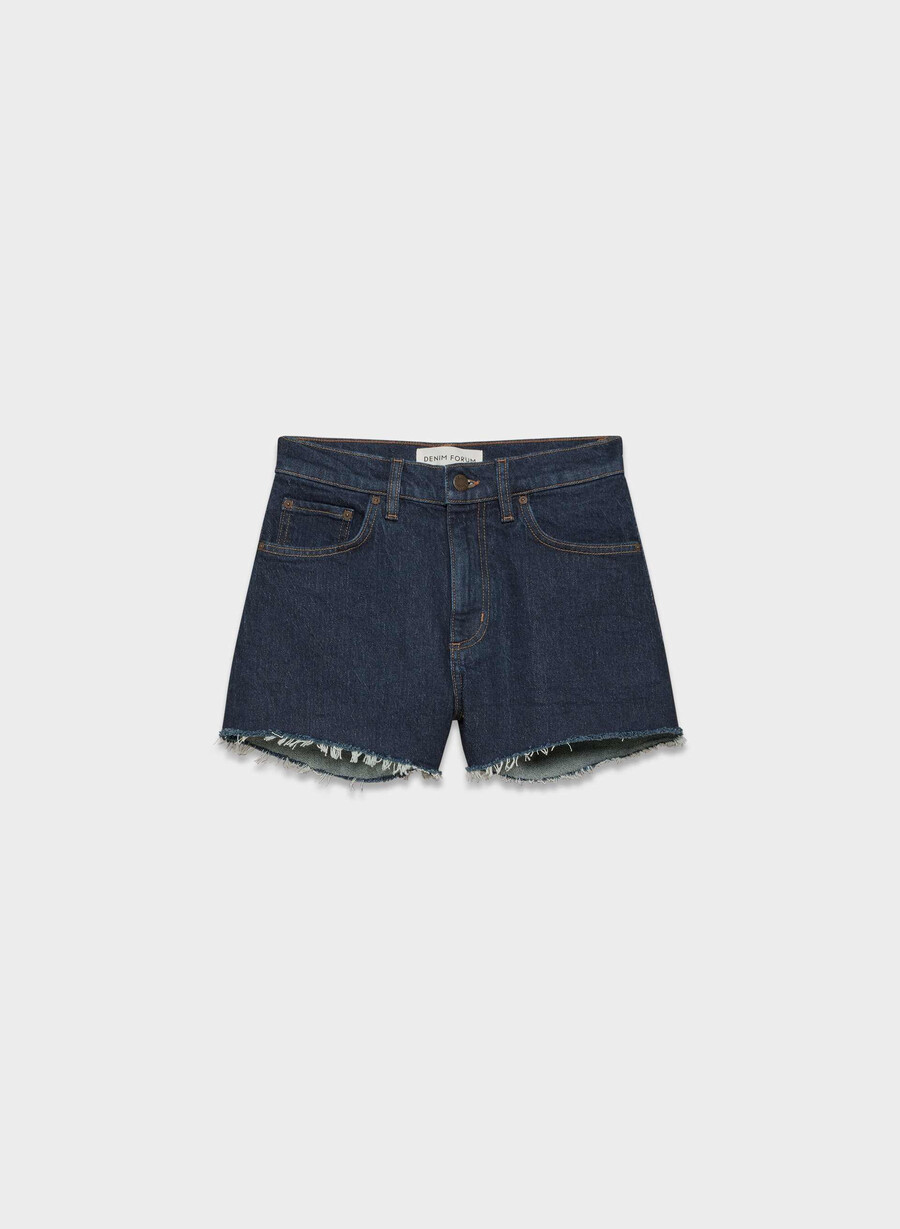 denim forum jodie hi-rise mini denim short no-stress blu scuro