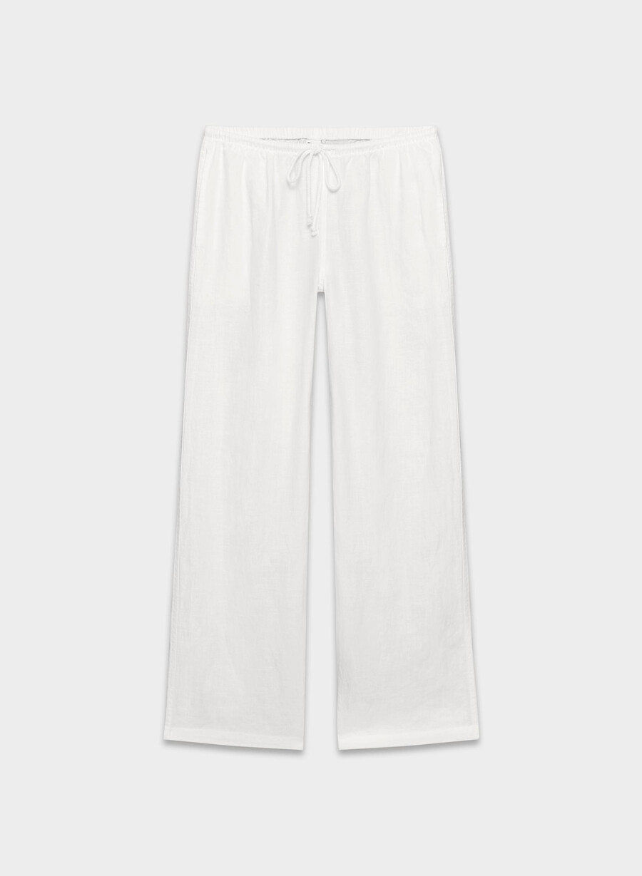 pantaloni in lino charleston bianchi
