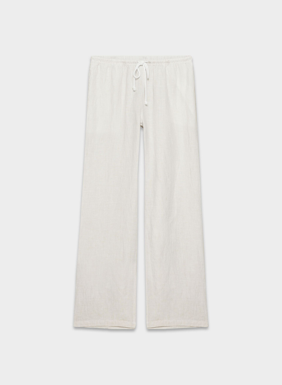 pantaloni charleston in lino ingd strp w ntrl ec