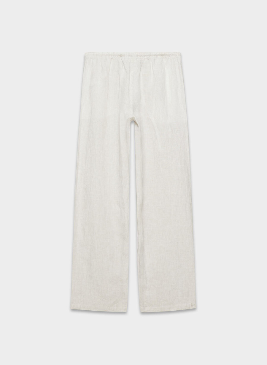 pantaloni charleston in lino ingd strp w ntrl ec