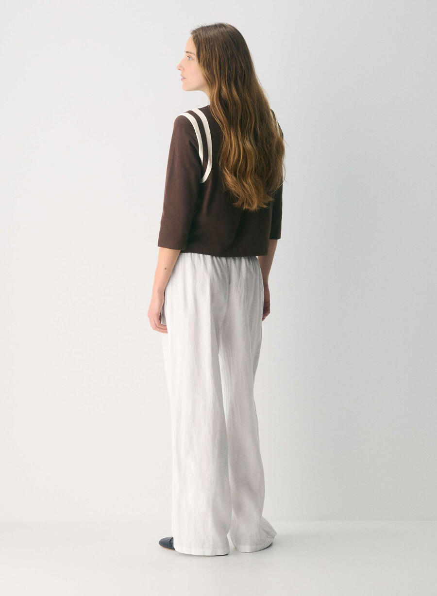 pantaloni charleston in lino ingd strp w crnfl b