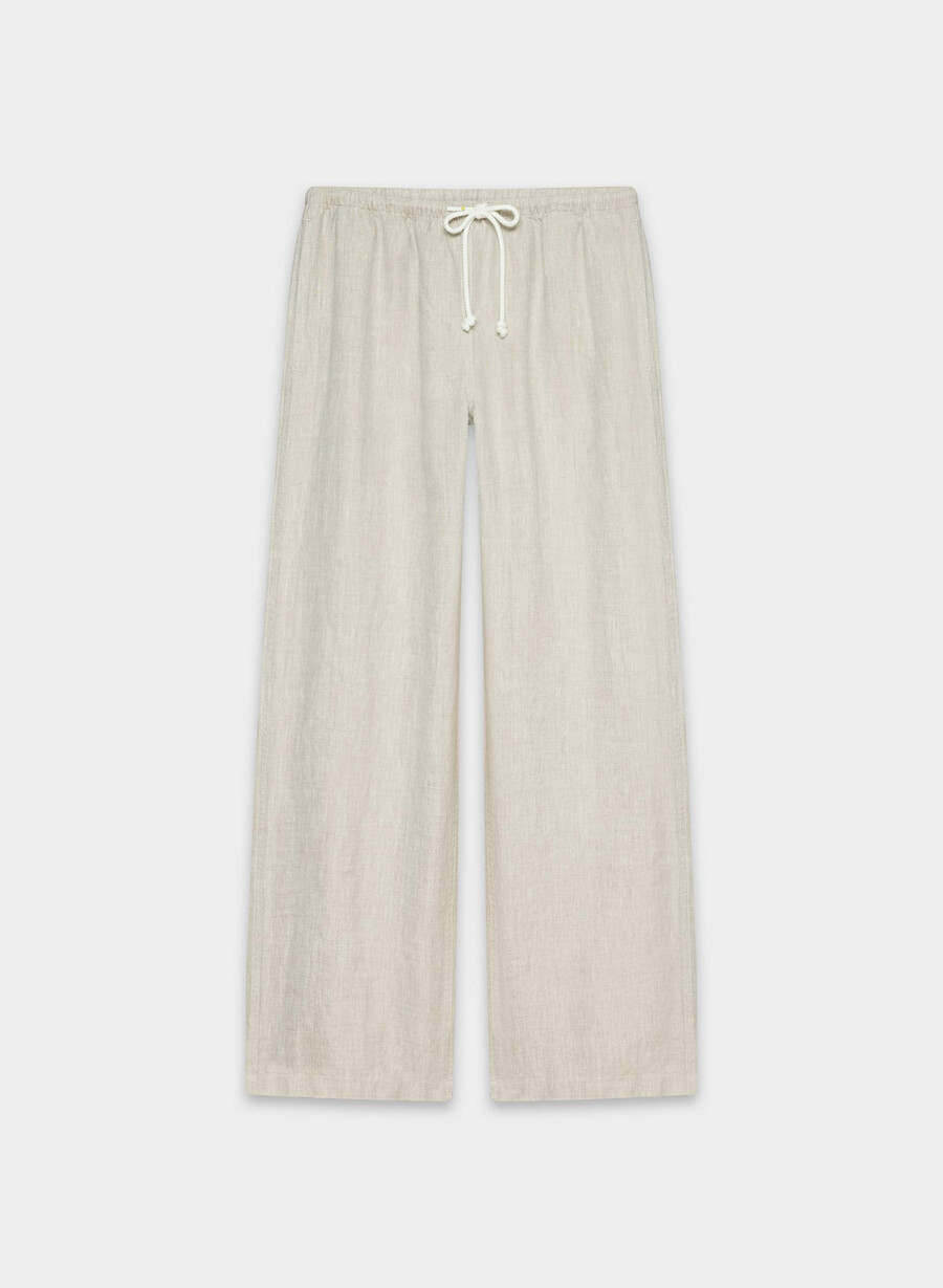 pantaloni in lino charleston ecru non tinti