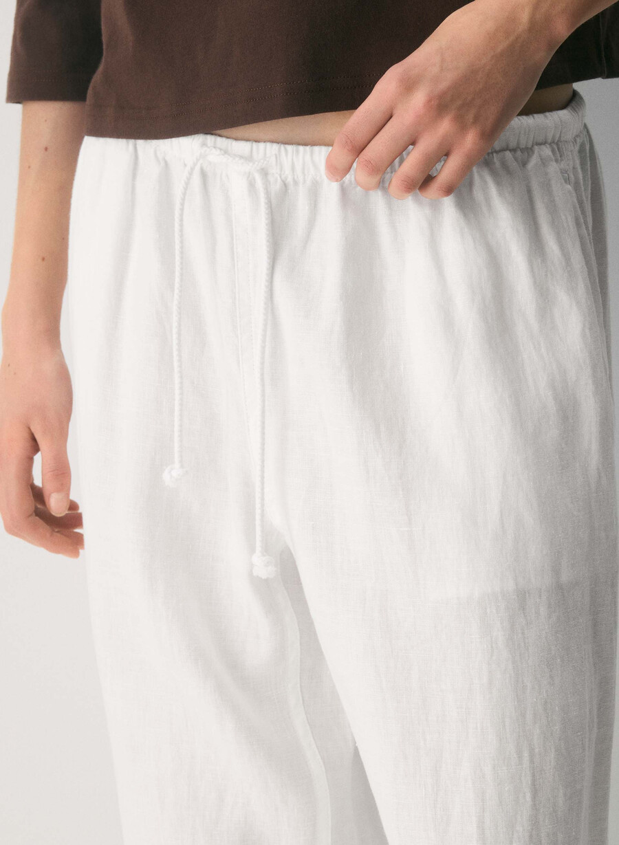 pantaloni in lino charleston ecru non tinti