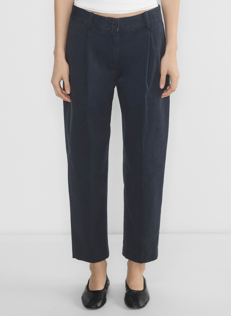 pantaloni chino a carota a vita media lavati navy notte scura