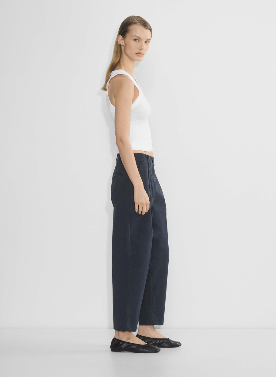 pantaloni chino a carota a vita media lavati navy notte scura