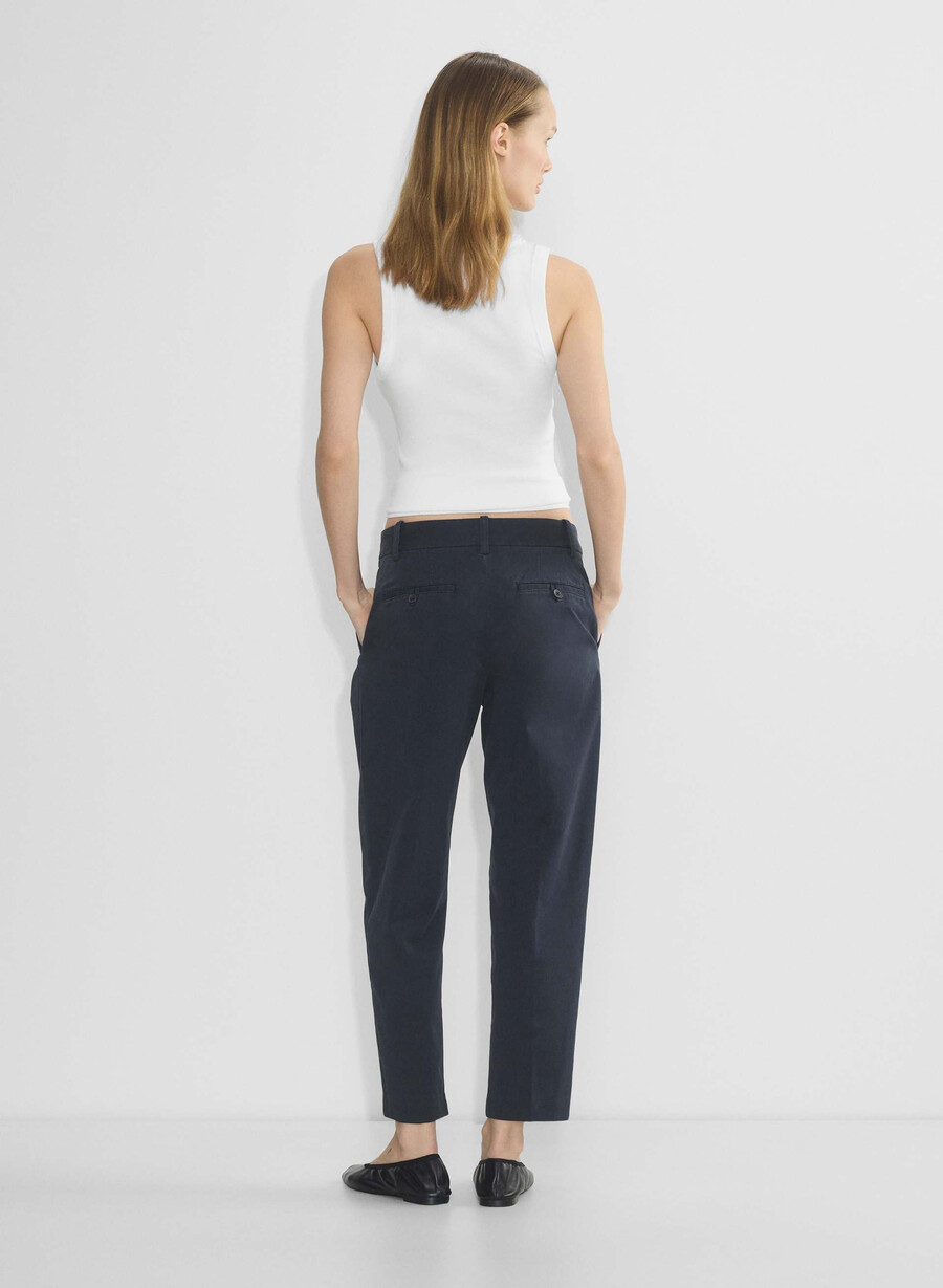pantaloni chino a carota a vita media lavati navy notte scura