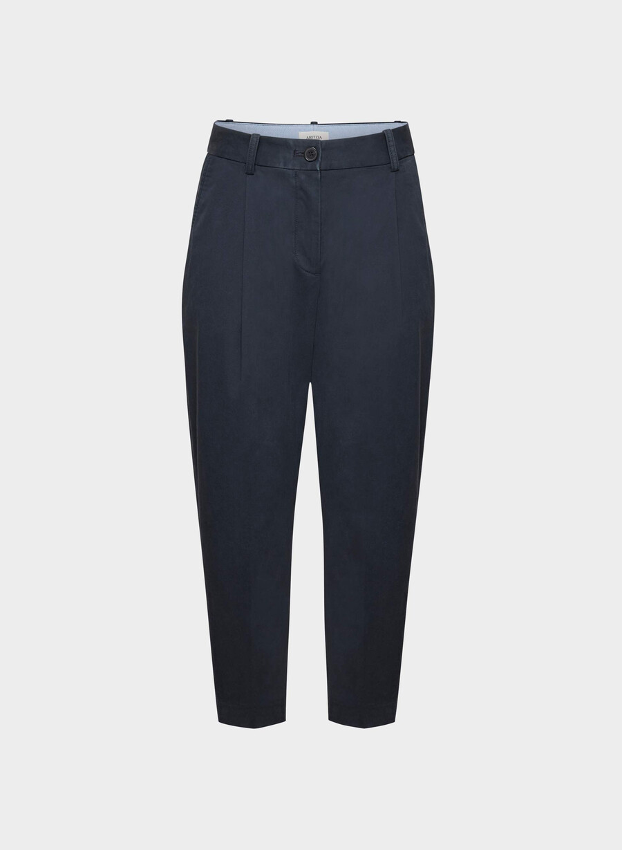 pantaloni chino a carota a vita media lavati navy notte scura