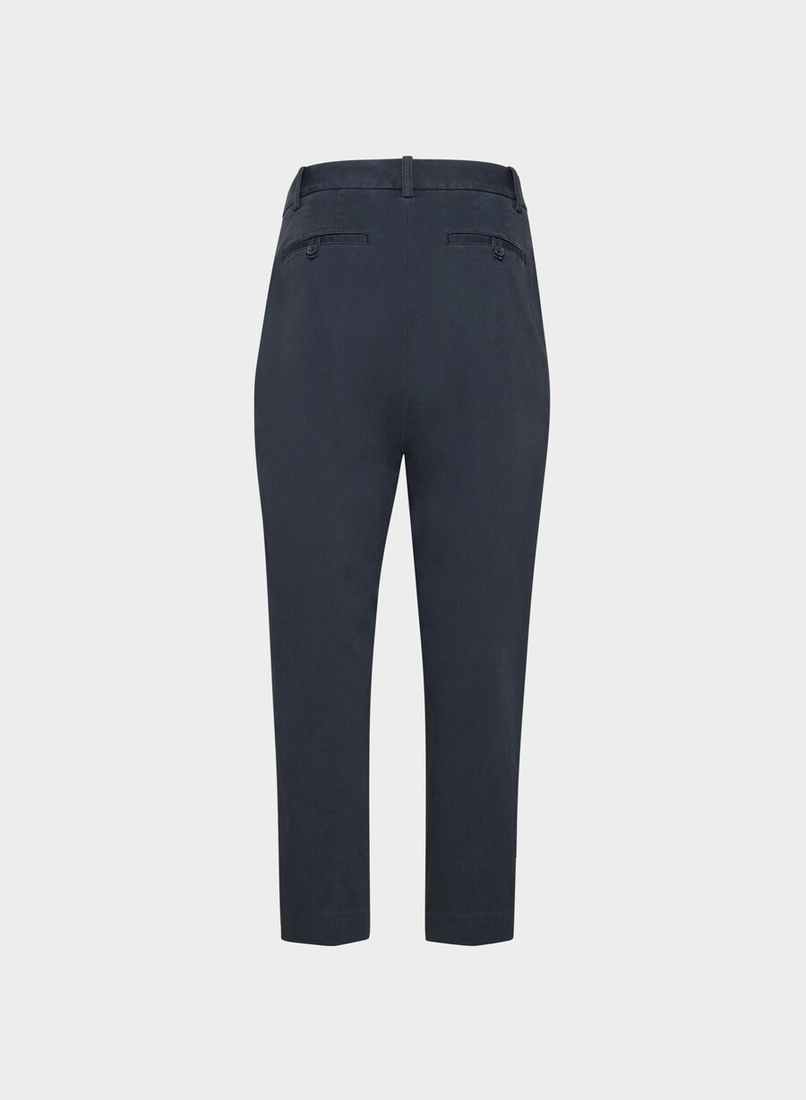 pantaloni chino a carota a vita media lavati navy notte scura