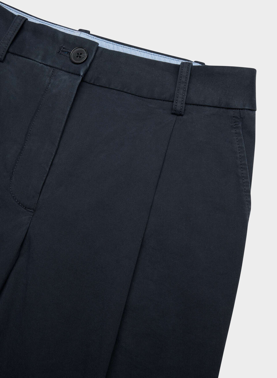 pantaloni chino a carota a vita media lavati navy notte scura