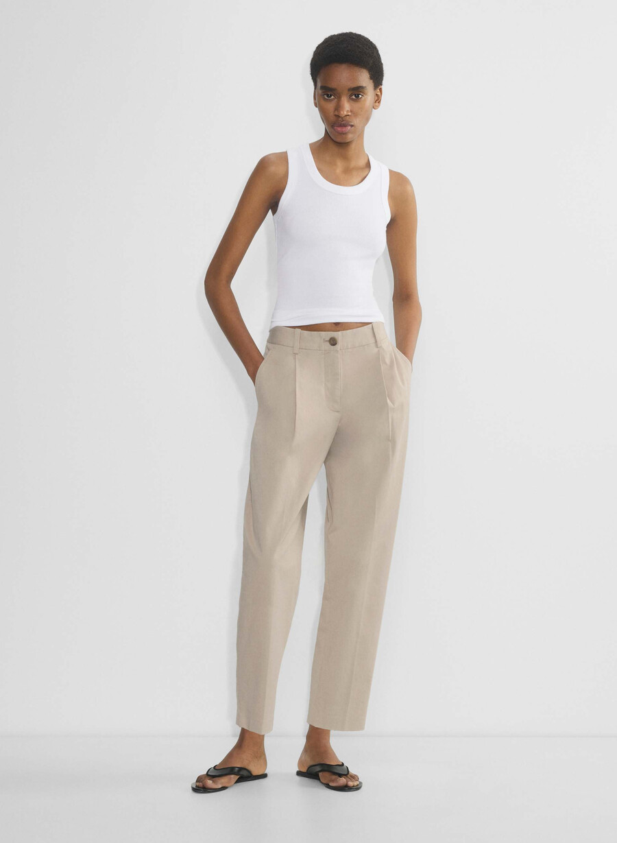 pantaloni chino a carota a vita media washed tundra taupe
