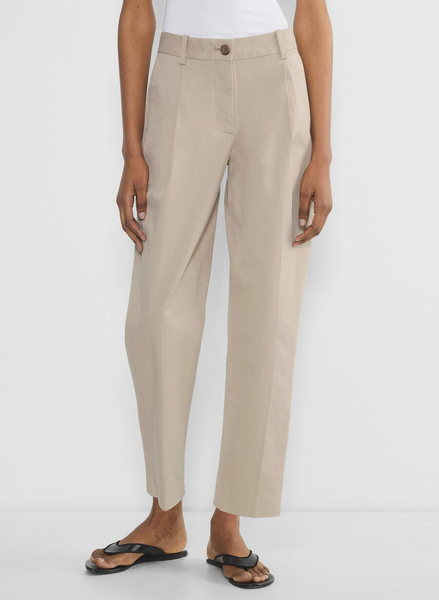 pantaloni chino a carota a vita media washed tundra taupe