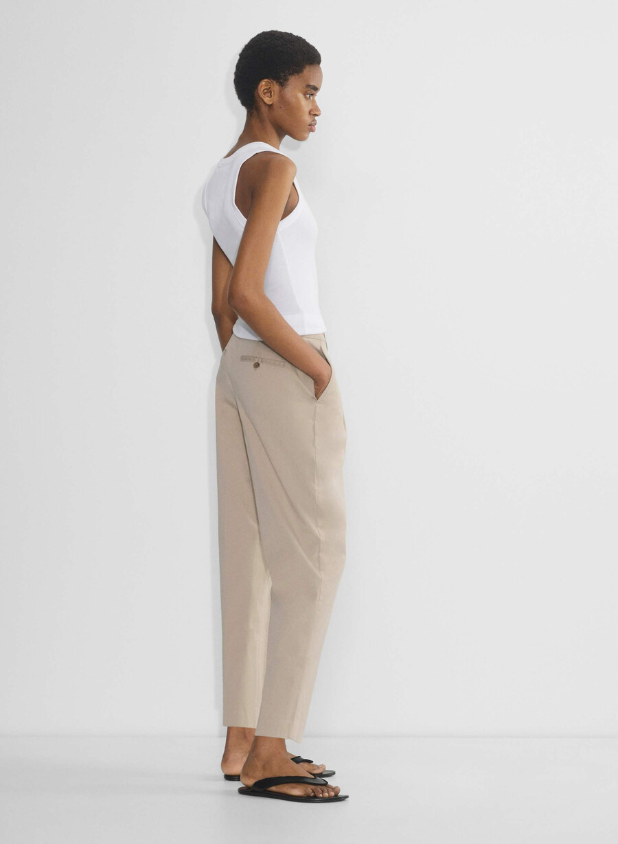 pantaloni chino a carota a vita media washed tundra taupe