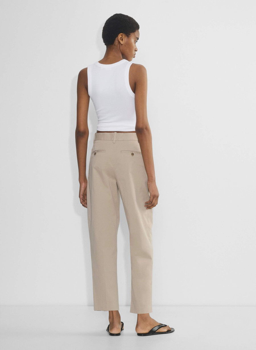 pantaloni chino a carota a vita media washed tundra taupe