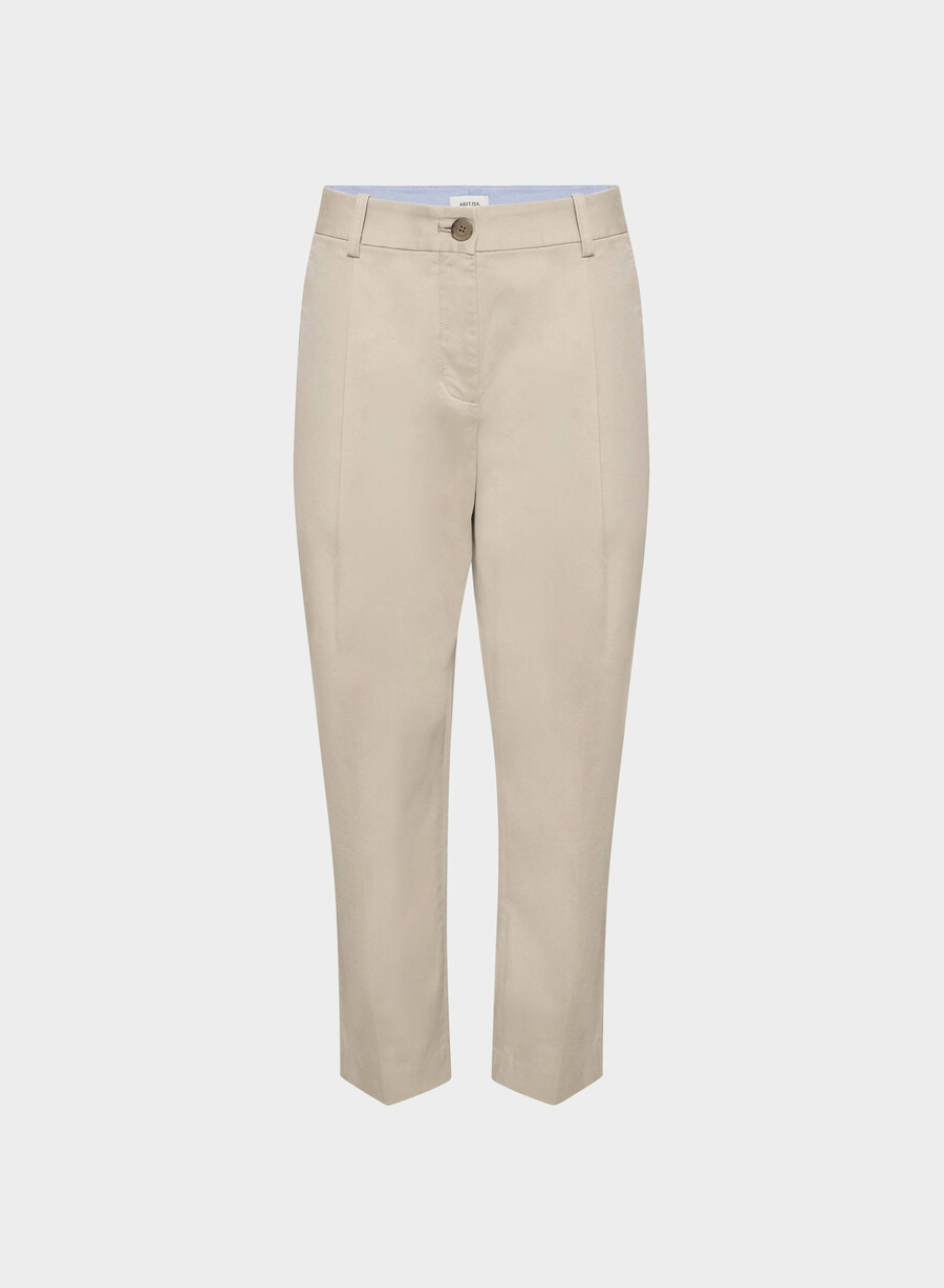 pantaloni chino a carota a vita media washed tundra taupe