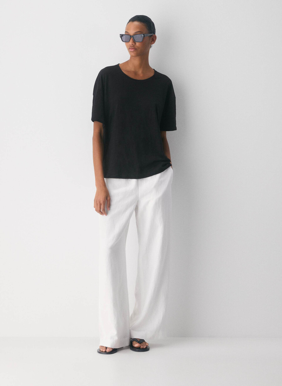 maglietta loom linen quay nera