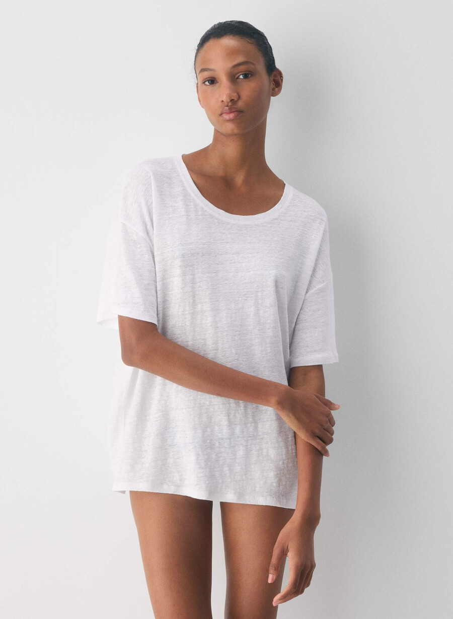 maglietta loom linen quay bianca