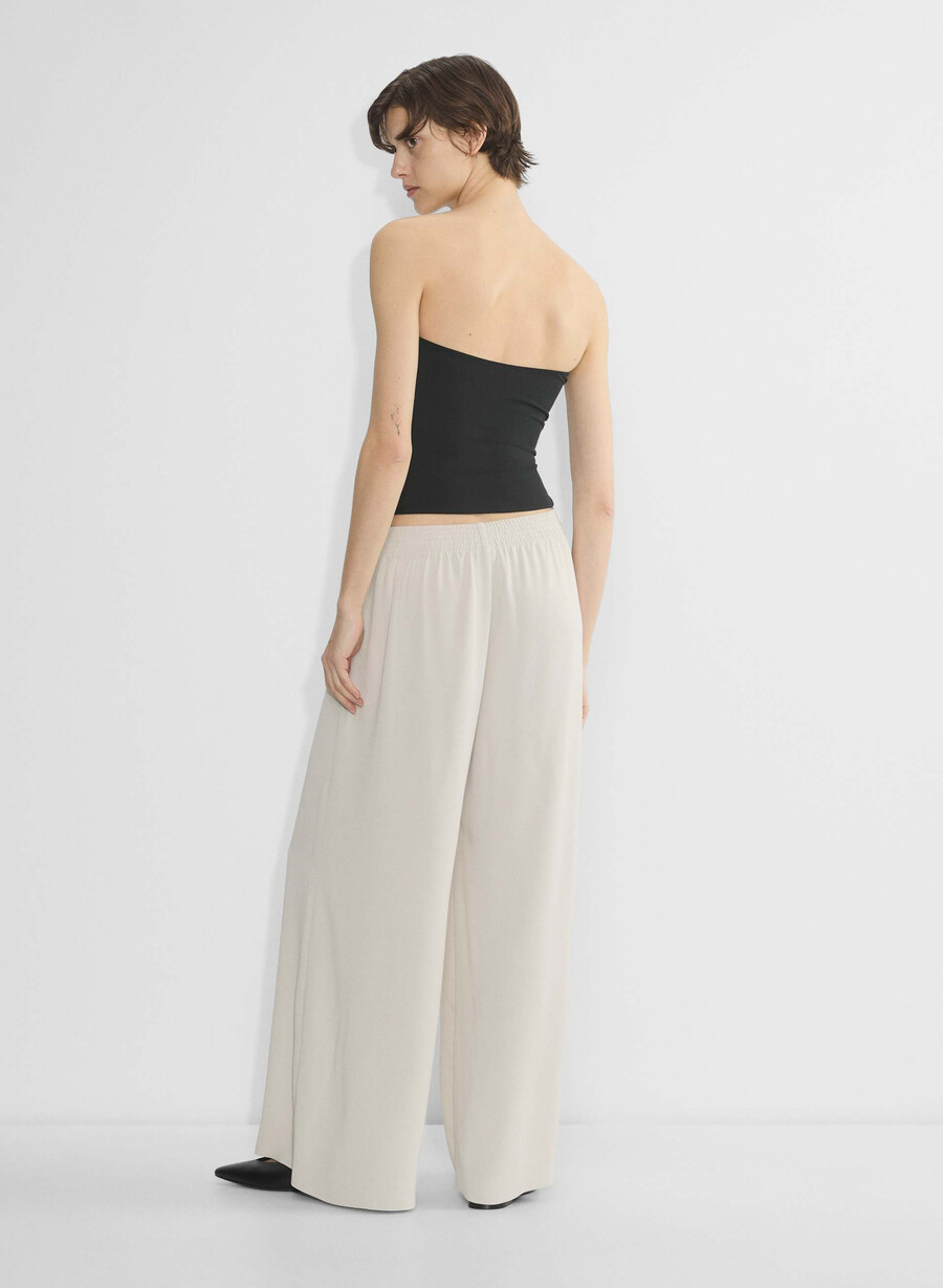 parker palazzo pant - studio drape matte pearl