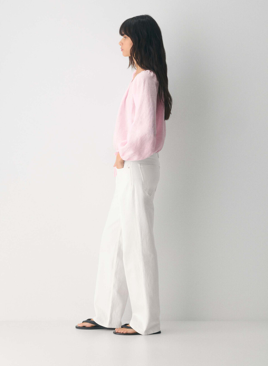 blusa in lino fiore villa pink