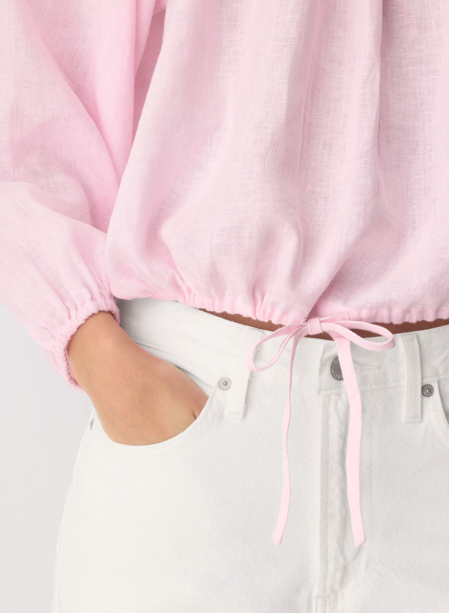 blusa in lino fiore villa pink