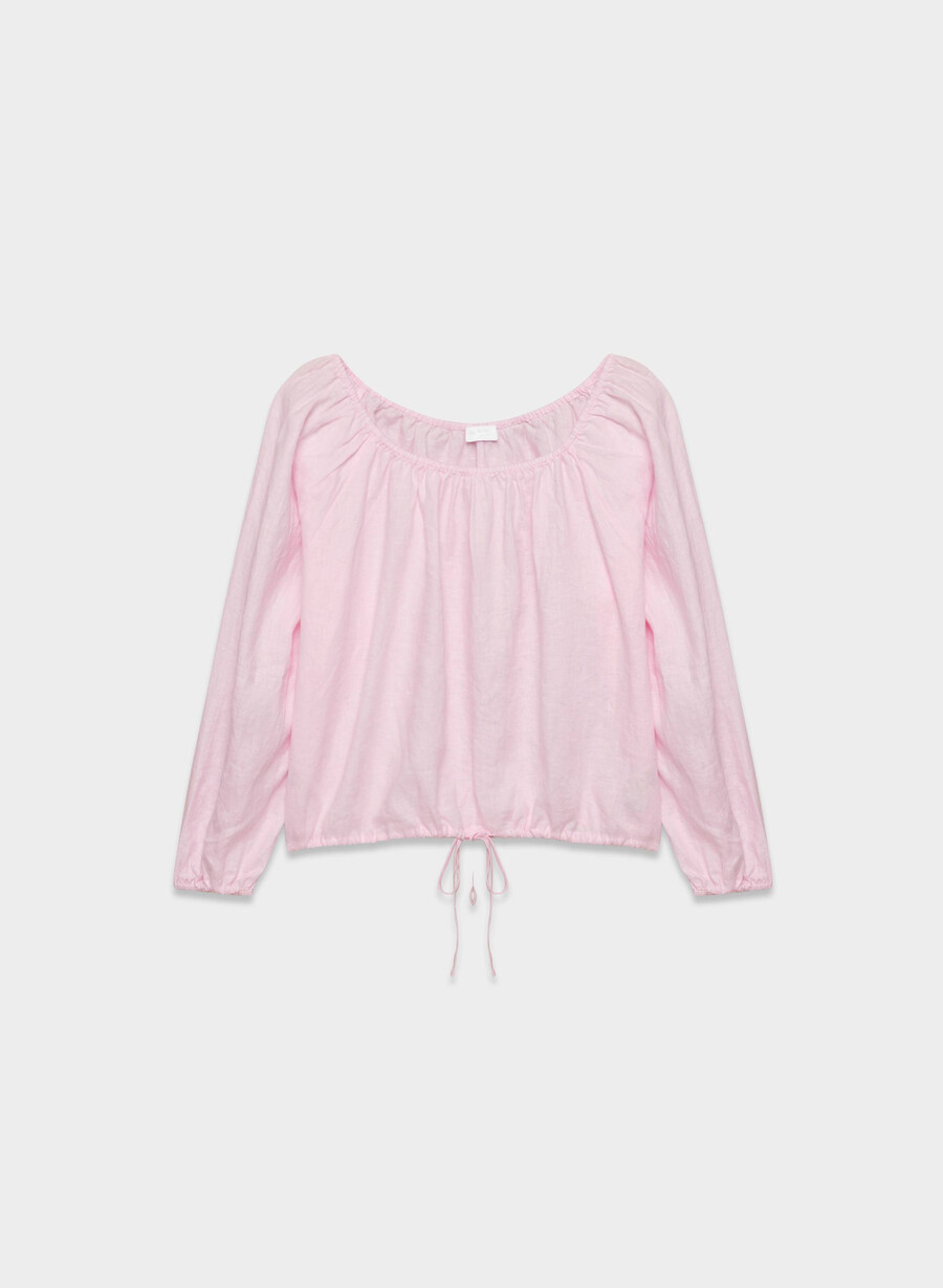blusa in lino fiore villa pink