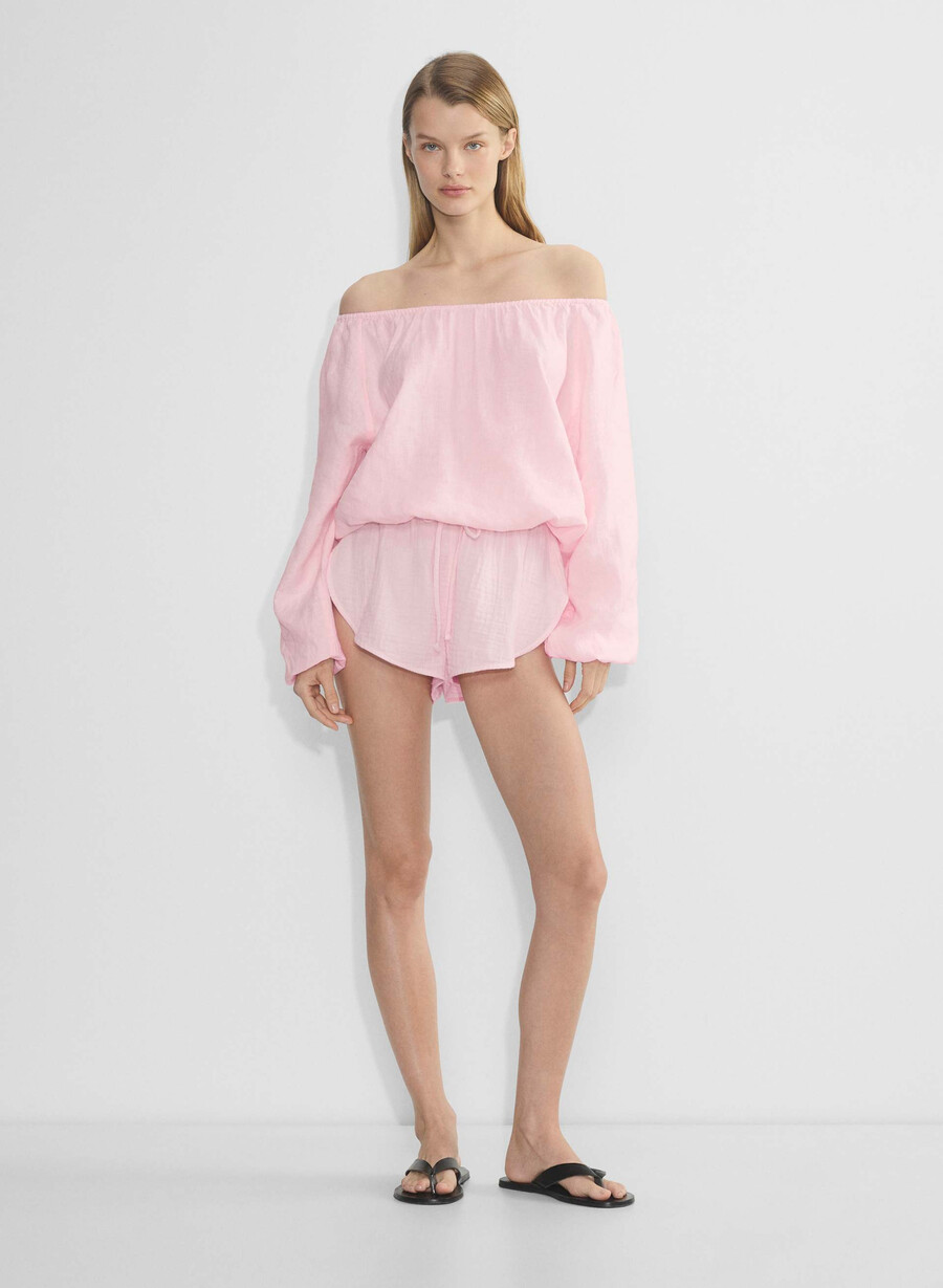 pantaloncini corti airplush cotton villa pink
