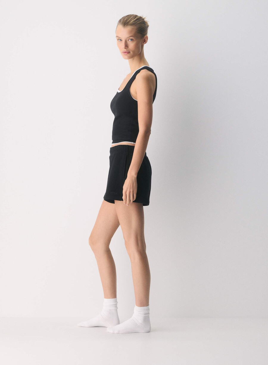 cozy sweatfleece mega hi-rise mini short nero