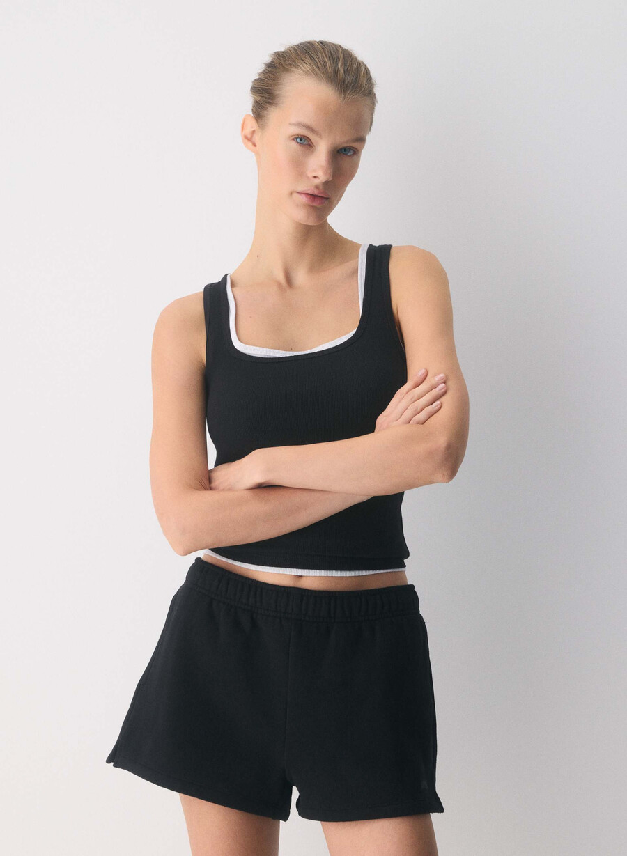 cozy sweatfleece mega hi-rise mini short nero