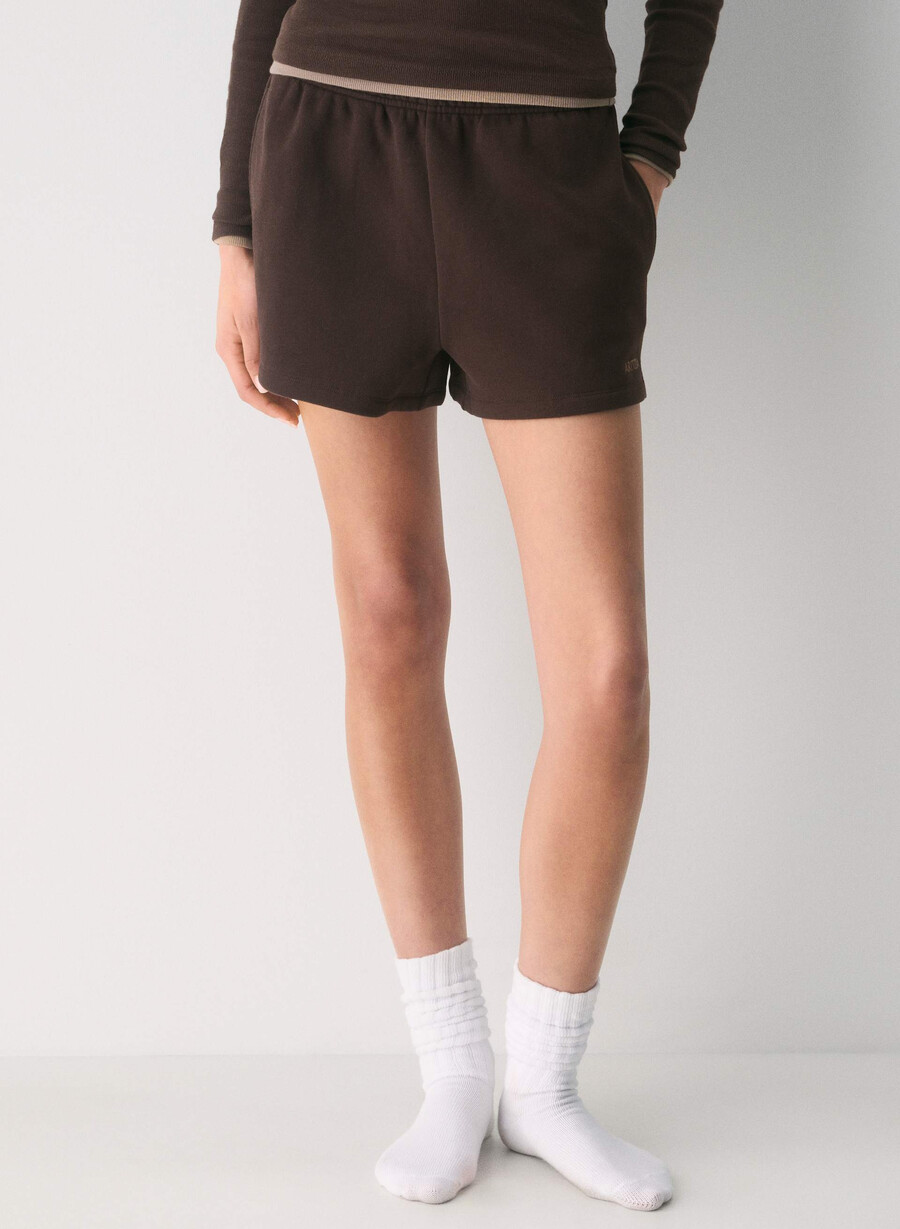 cozy sweatfleece mega hi-rise mini short rich mocha brown