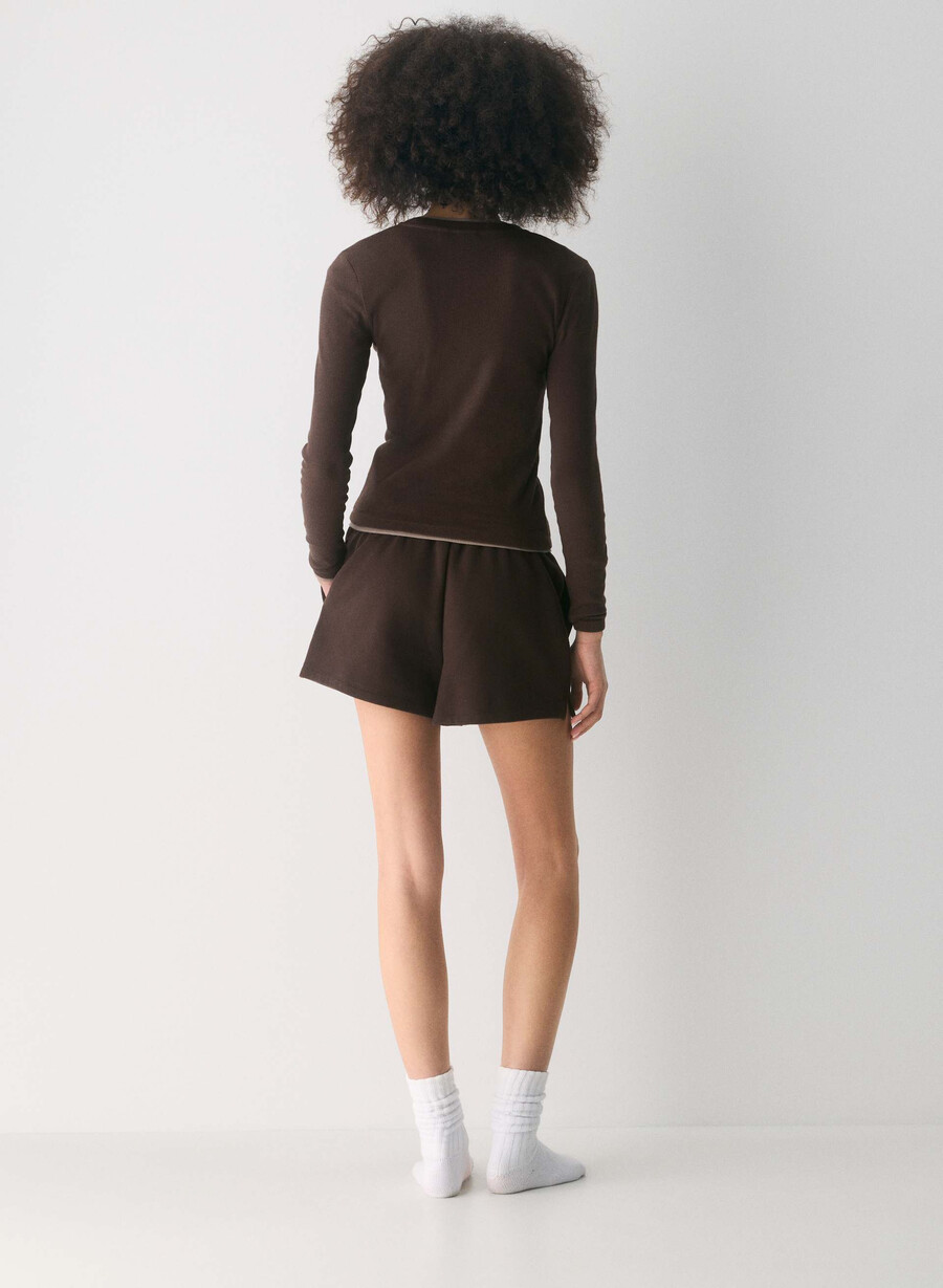 cozy sweatfleece mega hi-rise mini short rich mocha brown